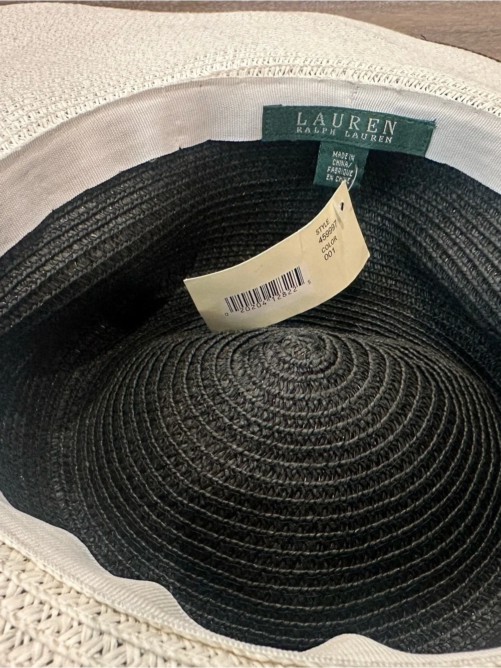 Lauren Ralph Lauren Black Wide-Brim Straw Sun Hat